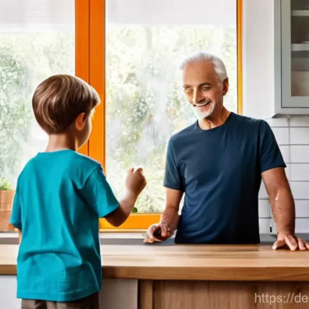 제품디자인 업무 중 겪은 실제 사례 - **A candid shot capturing the vibrant, slightly chaotic morning rush in a modern German family kitch...