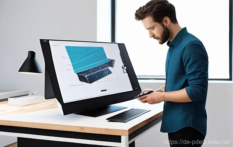 제품디자인 실기 시험에서 주의할 점 - **Prompt 1: The Design Student's Creative Process**
    A young, focused design student, appearing g...