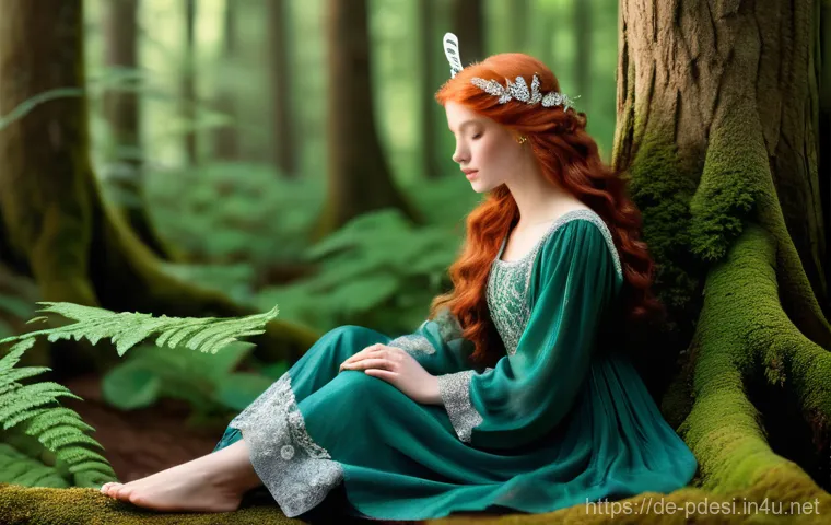 제품디자인 교육과정의 구조와 특징 - A young woman, approximately 20 years old, with vibrant red hair styled in soft waves, is sitting gr...