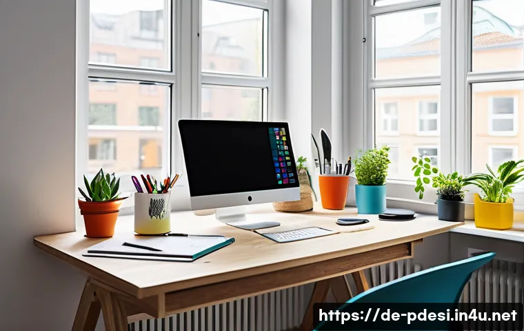 제품디자인 실무에서의 시간 관리 방법 - A modern German product designer&rsquo;s workspace during a focused morning creative phase: bright natural...