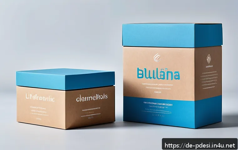 제품디자인과 브랜드 아이덴티티 설계의 관계 - A sleek, sustainable product packaging design featuring natural beige and soft blue tones, showcasin...