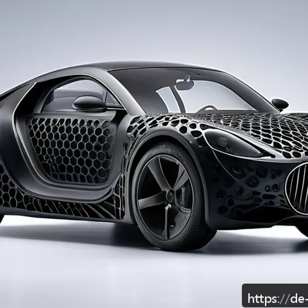 제품디자인에서 3D 프린팅의 중요성 - A highly detailed close-up of a futuristic automotive prototype component created using 3D printing ...